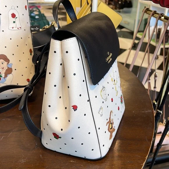 Disney X Kate Spade The Beauty Medium Flap Backpack 
Cream Multi 
NWT - Picture 3 of 16